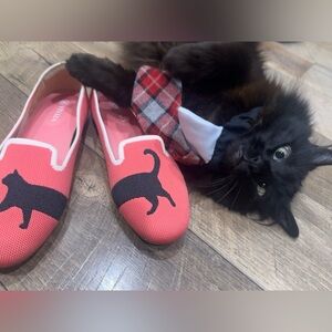 VIVAIA Audrey Coral Pink Ballet Flats Loafers BLACK CAT Size 6.5